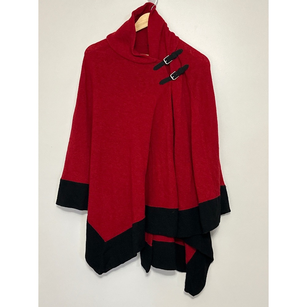 Lauren Ralph Lauren Lambswool Buckle Poncho Wrap Womens L/XL Old Money Elegant